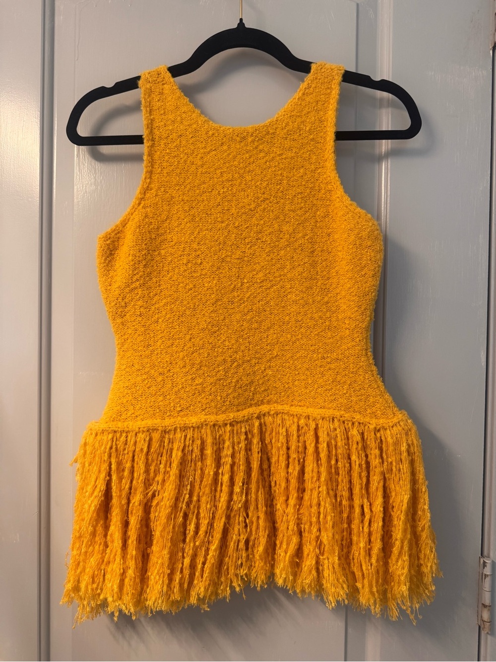 SHEIN Bright Yellow Fringe Knit Tank Top - Picture 2 of 3